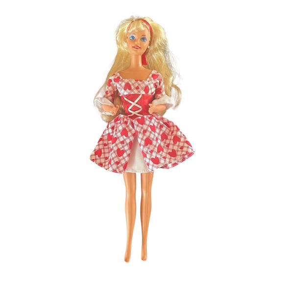 Vintage 1966 Barbie Doll Blonde  Rare Bavarian Heart Dress Headband TNT  Mattel